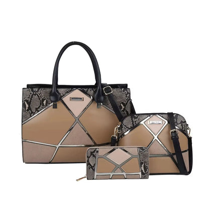 Footmax Multicolor Patchwork Snakeskin Tote Bag - Large Capacity Fashion Handbag for Women - footmaxldn