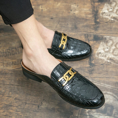 Men's Genuine Leather Half Shoes - Designer Mule Slippers|footmaxldn - footmaxldn