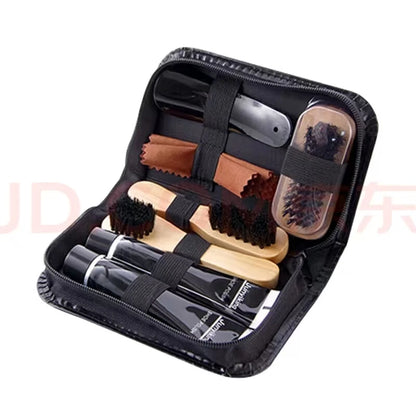 Footmax Professional Shoe Care Kit - Complete Cleaning & Polishing Set with Shoehorn