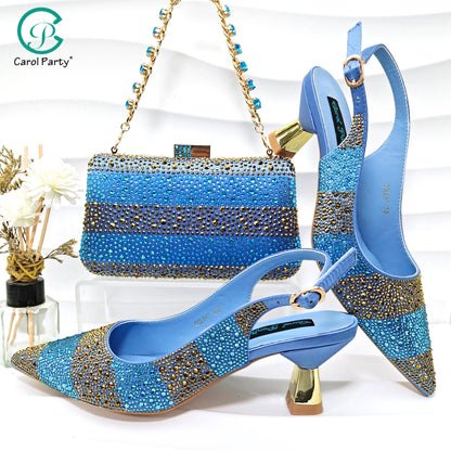 Footmaxldn Crystal Slingback Heels & Matching Clutch
