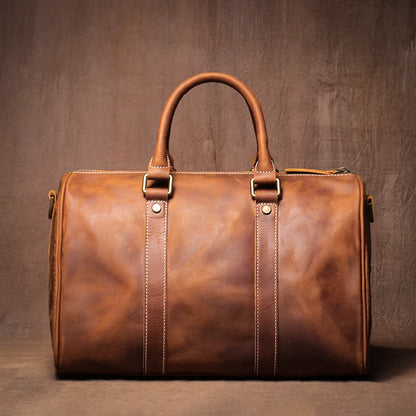 Footmax GURO Genuine Leather Travel Bag - Premium Cowhide Weekend Duffle - footmaxldn