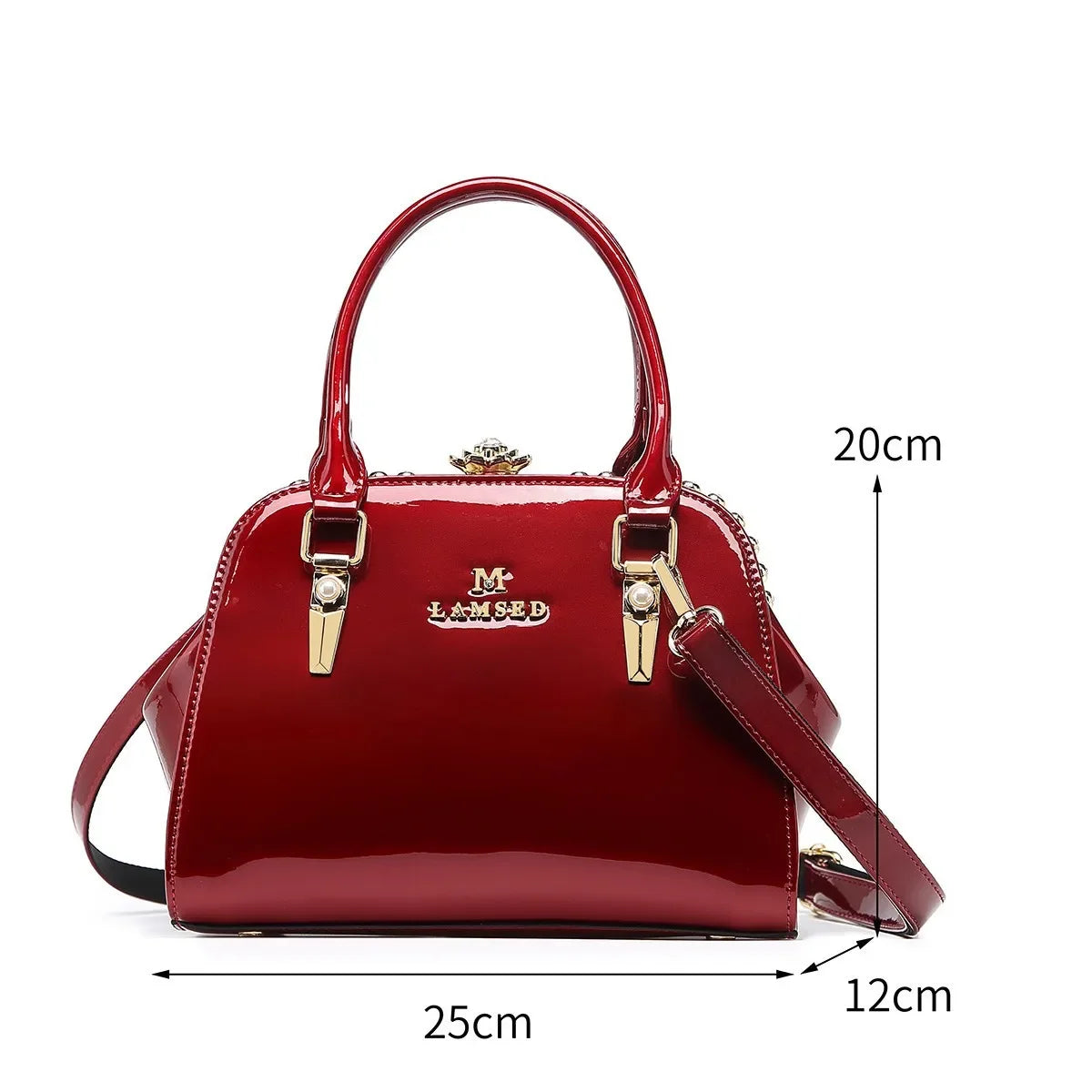Footmax Diamond Pattern Leather Handbag - Women's Crossbody Shoulder Bag