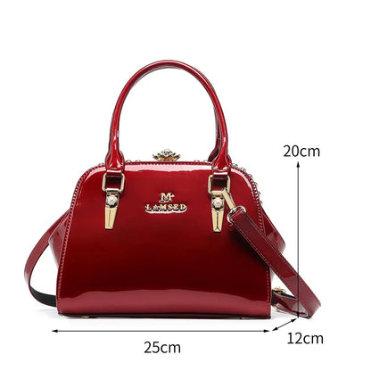 Footmax Diamond Pattern Leather Handbag - Women's Crossbody Shoulder Bag