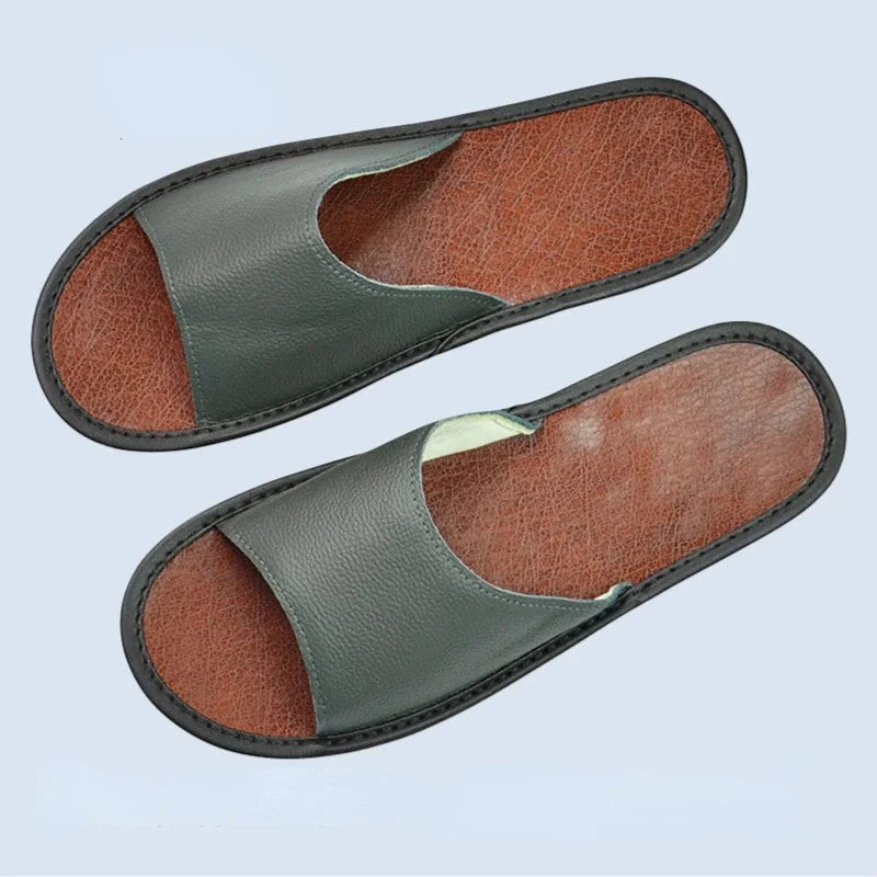 Genuine Leather Slide Sandals – Soft Insole, Non-Slip Sole | Footmaxldn