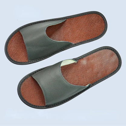 Genuine Leather Slide Sandals – Soft Insole, Non-Slip Sole | Footmaxldn