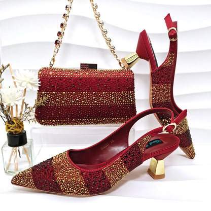 Footmaxldn Crystal Slingback Heels & Matching Clutch