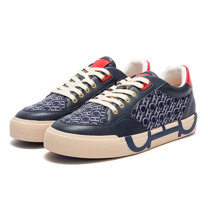 Footmaxldn Women's Embroidered Canvas Flat Sneakers