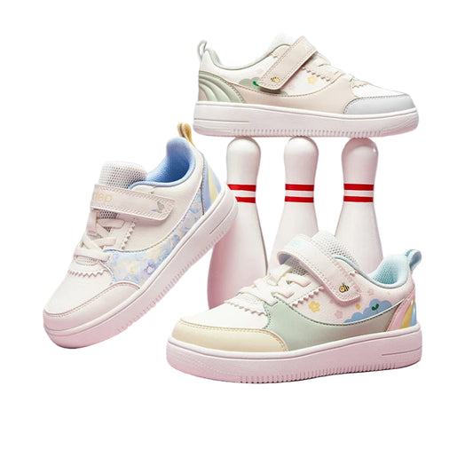 Xtep Kids Skateboarding Shoes - Girls Spring Leather Non-Slip Fashion Sneakers - footmaxldn