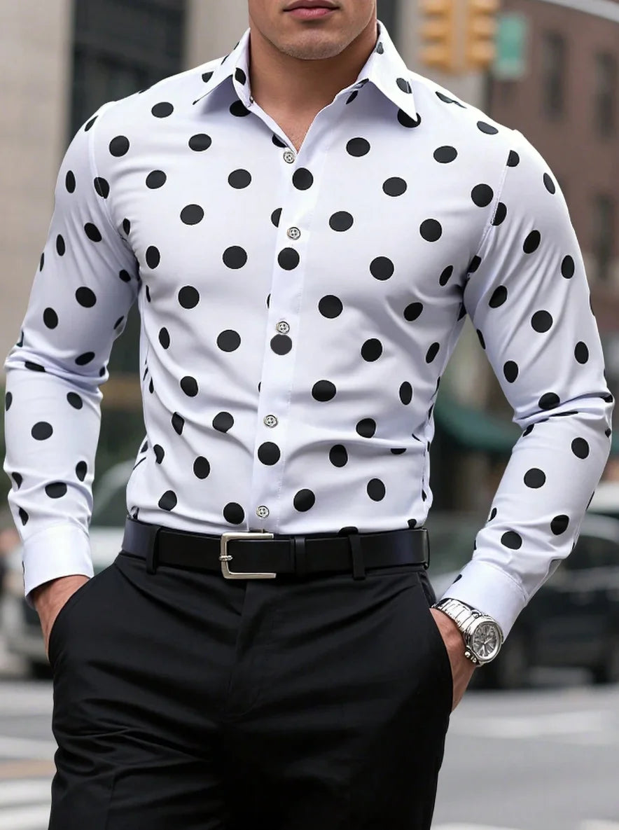 Men’s Spotted Long-Sleeve Shirt | Footmaxldn