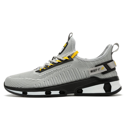 Baasploa Men Running Sneakers Leather Mesh Breathable Classic Sport Sneakers Male Comfortable Non-slip Waterproof Casual Shoes - footmaxldn