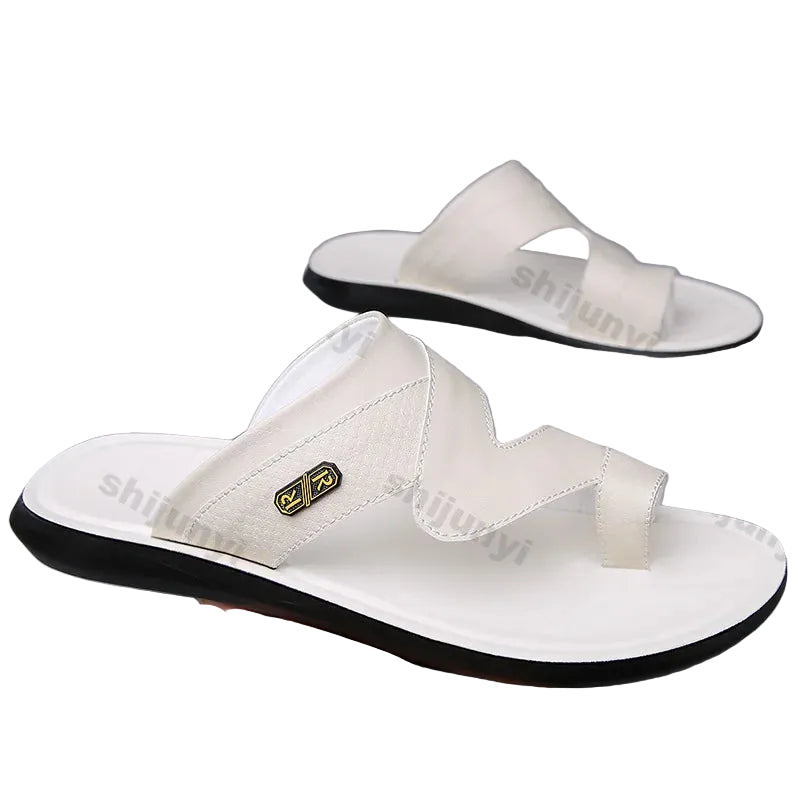 Men Sandals 2025 Summer New Non Slip Breathable Lightweight Soft Sole Beach Shoes Comfortable Fashion Clip Toe Slip on Slippers - footmaxldn