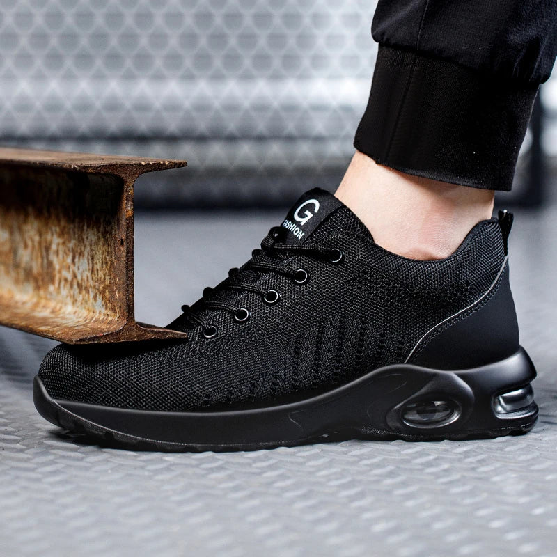 New Styles Men Safety Boots With Steel Toe Cap Anti-smash Work Sneakers Safety Shoes Men IndestructibleWork Boots Tactical Boots - footmaxldn