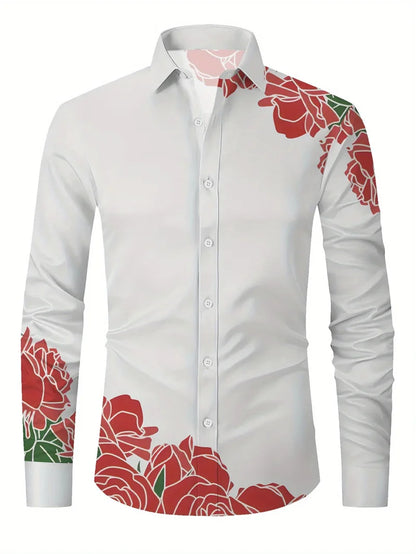 Footmaxldn Men's Printed Long-Sleeve Shirt