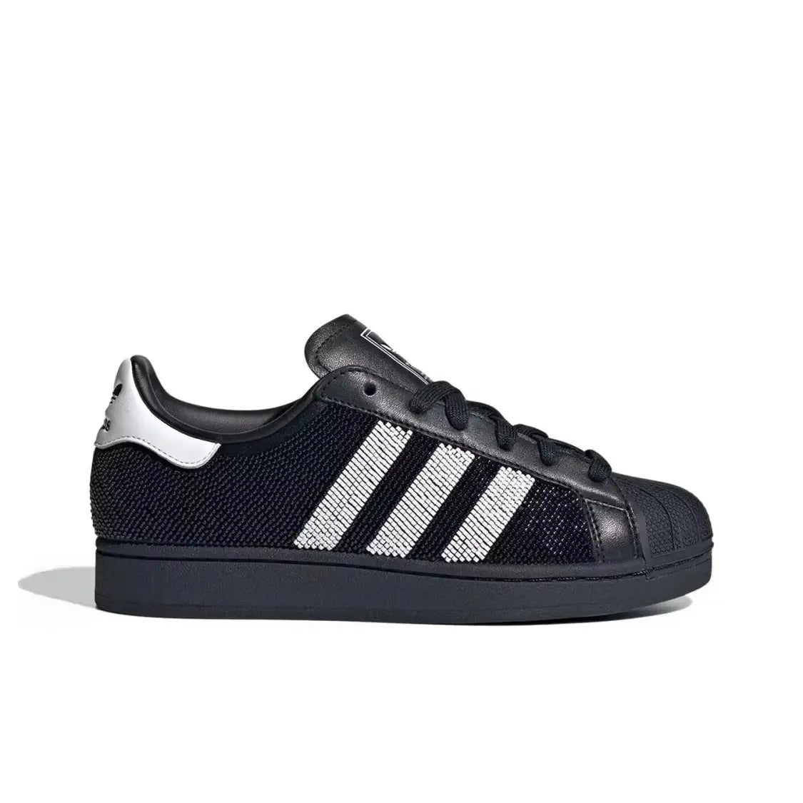 Adidas Originals Superstar 2 "Beaded" Classic Retro Lightweight Thin Sole Low Top Shoes for Women Black and White - footmaxldn