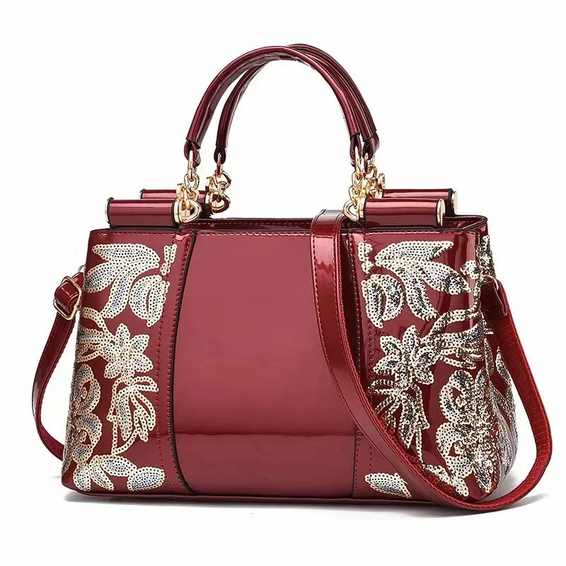 Footmax Vintage Gold Embossed Tote Bag - Large Capacity Women's Handbag