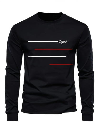 Men's Printed Long Sleeve T-Shirt – Relaxed Fit Crew Neck Top