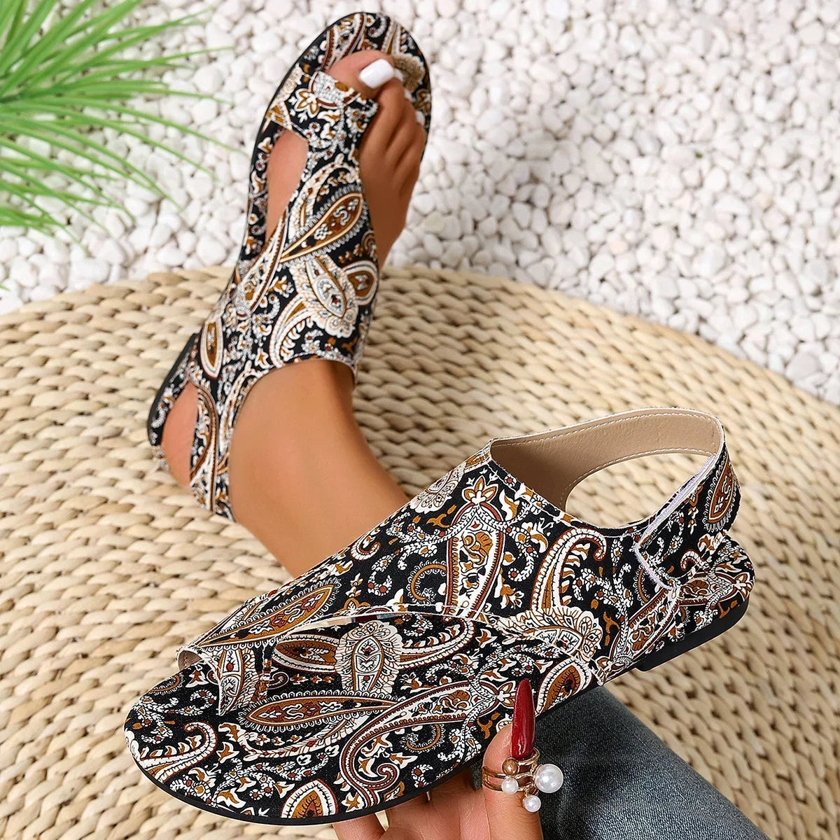 2025 Women Flat Sandals Comfortable Flats Sandals Printed Bohemia Roman Style Shoes for Women Fashion Shoes Sandalias De Mujer - footmaxldn