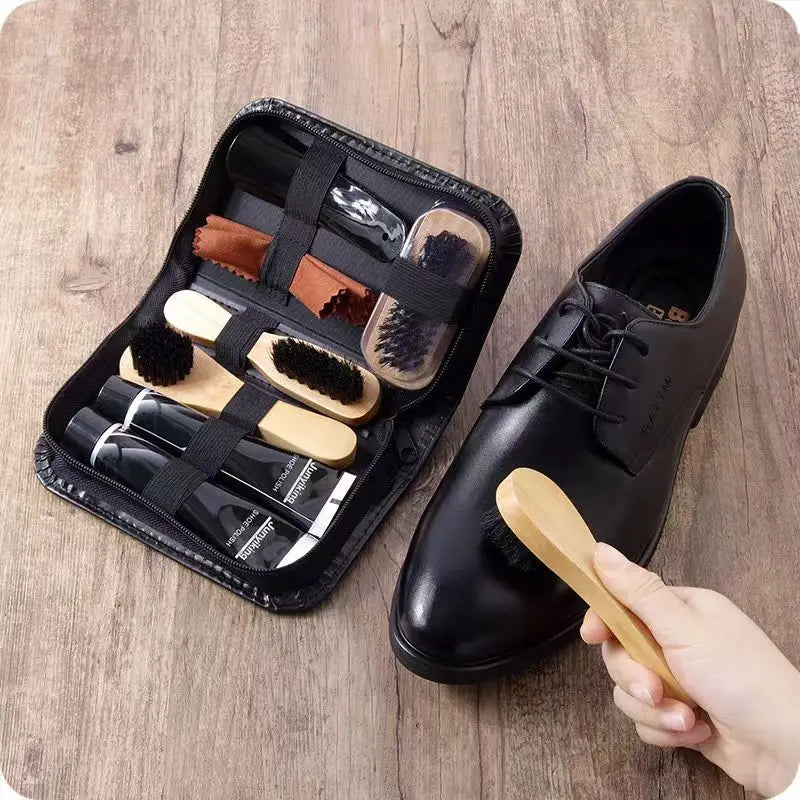Footmax Professional Shoe Care Kit - Complete Cleaning & Polishing Set with Shoehorn