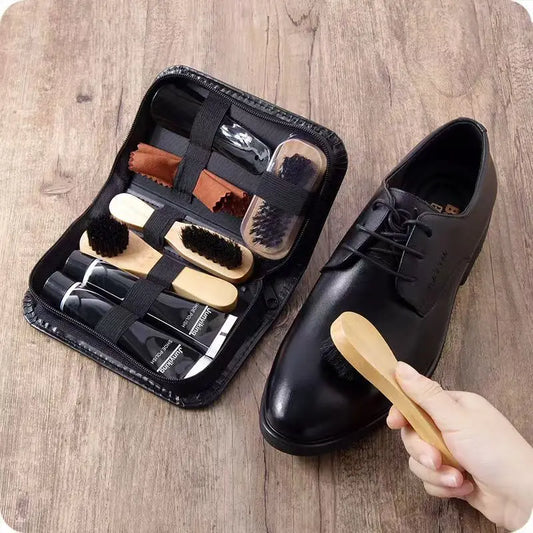 Footmax Professional Shoe Care Kit - Complete Cleaning & Polishing Set with Shoehorn
