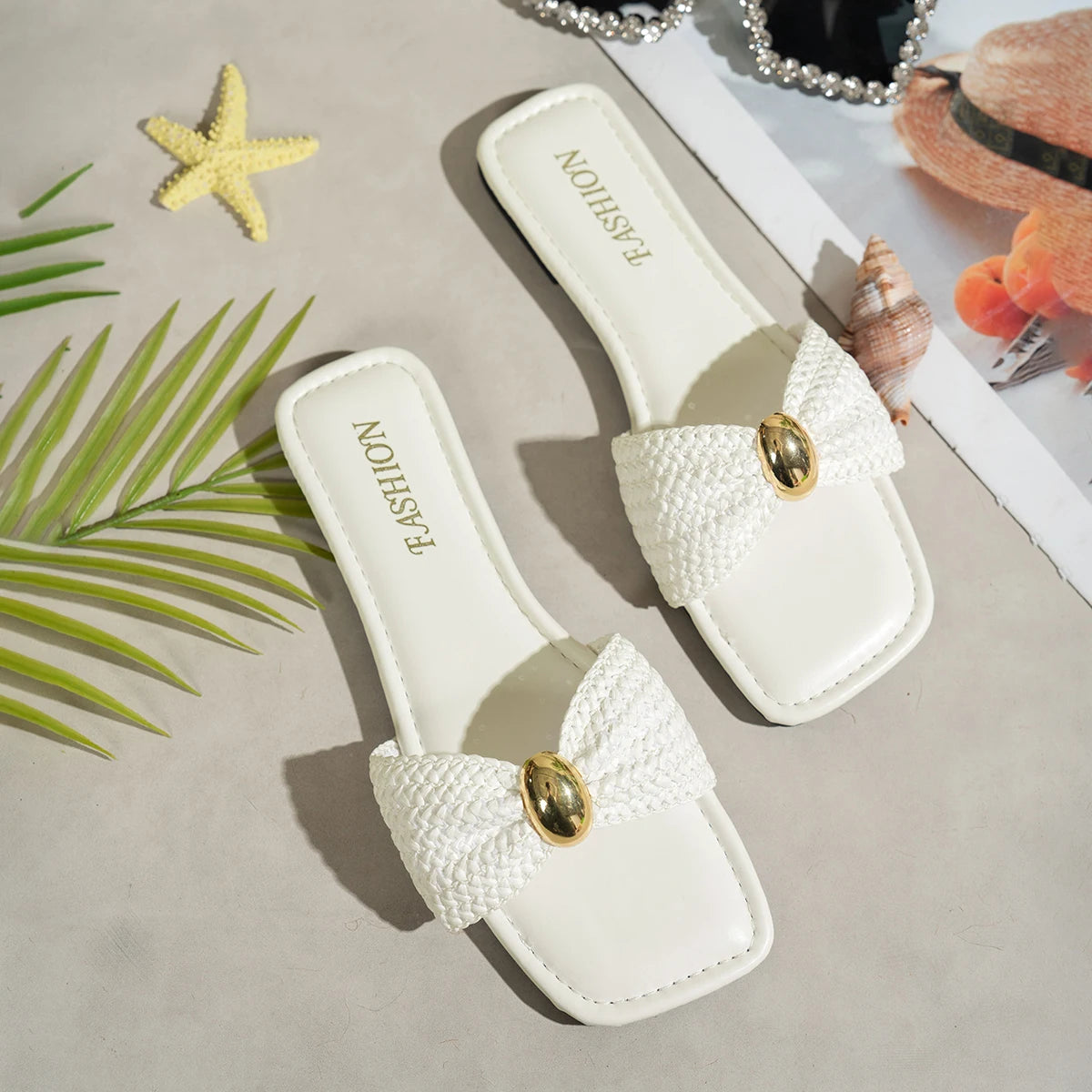Footmaxldn Bow Flat Sandals – Women's Lightweight Summer Slides
