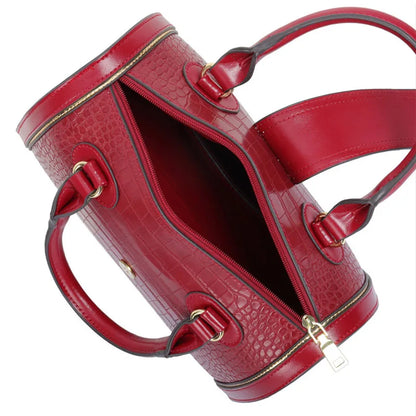 Crocodile Embossed Boston Handbag - Classic Retro Crossbody | footmaxldn - footmaxldn