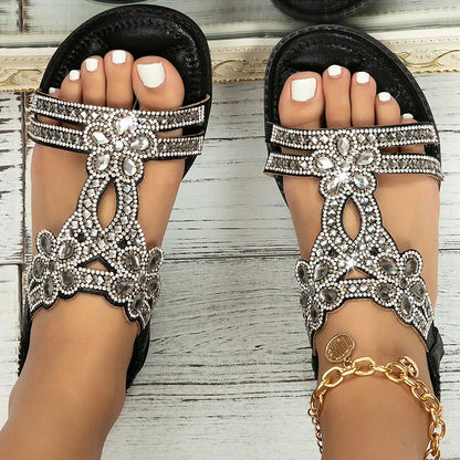 Women's Crystal Embellished Flat Sandals