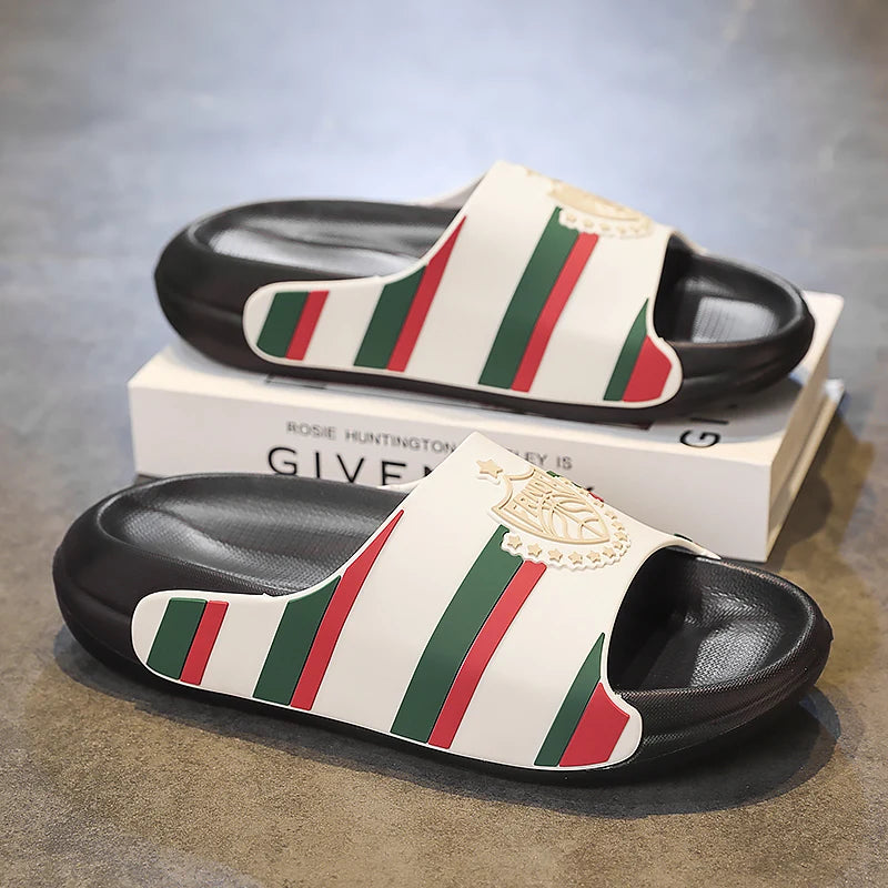 Men's Lightweight EVA Slides - Non-Slip Beach Sandals with Thick Sole - footmaxldn