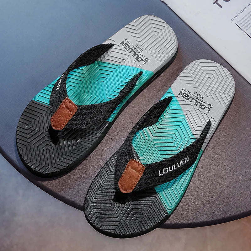 FootMax Men's Summer Beach Flip Flops - Breathable Casual Sandals Size 39-44 - footmaxldn