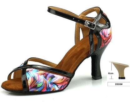 Women's Latin & Ballroom Dance Sandal – Painted PU Cuban Heel | Footmaxldn