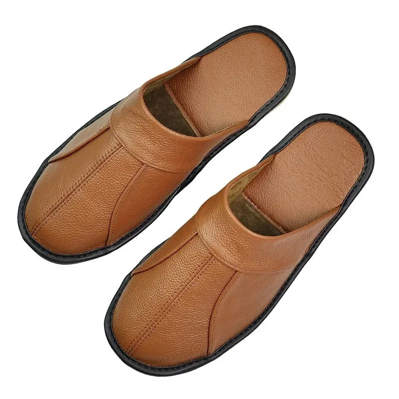 Men's Split Leather Indoor Slippers | Footmaxldn