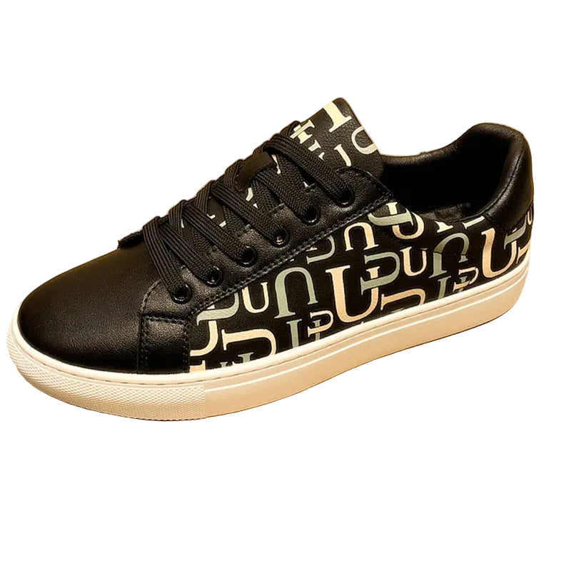 Footmax Men's Leather Casual Flat Sneakers - footmaxldn