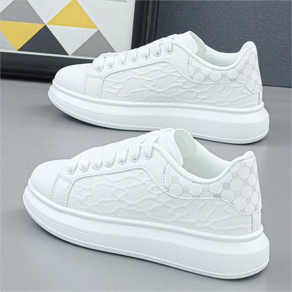 Footmax Luxury Leather Thick Sole Sneakers | Premium Walking Shoes - footmaxldn