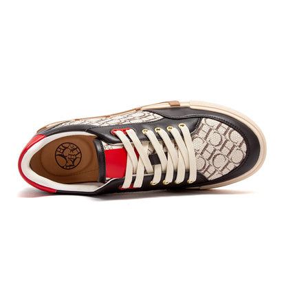 Footmaxldn Women's Embroidered Canvas Flat Sneakers