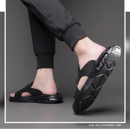 Footmax Men's Genuine Leather Roman Sandals - Luxury Comfort Slippers - footmaxldn