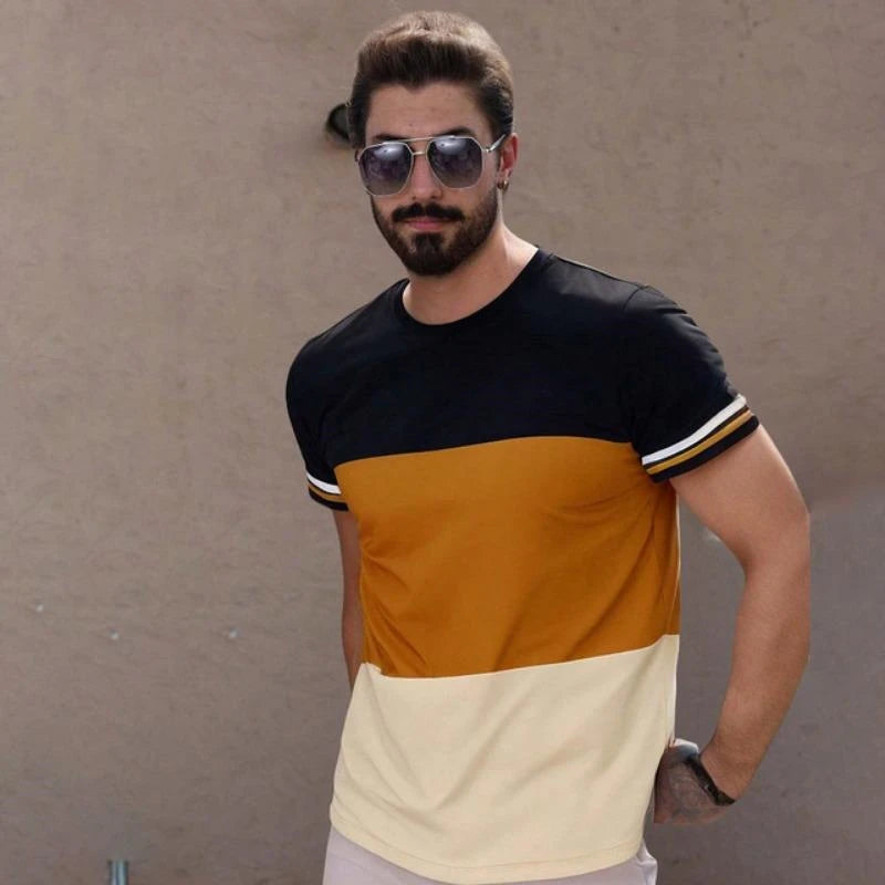 Footmaxldn Men's Striped Crew Neck T-Shirt