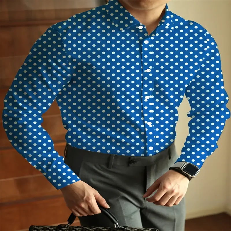 Men’s Polka Dot Long Sleeve Shirt | Footmaxldn