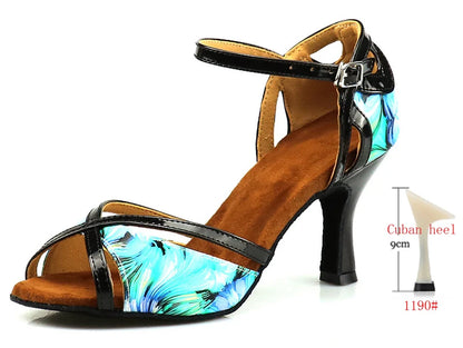 Women's Latin & Ballroom Dance Sandal – Painted PU Cuban Heel | Footmaxldn