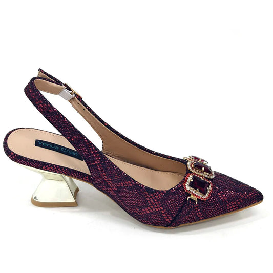 Footmax Women's Rhinestone Pointed-Toe Heels & Bag Set - Wedding Party Shoes - footmaxldn