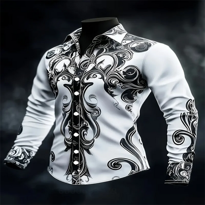 Men's Casual Long Sleeve Lapel Shirt | Footmaxldn
