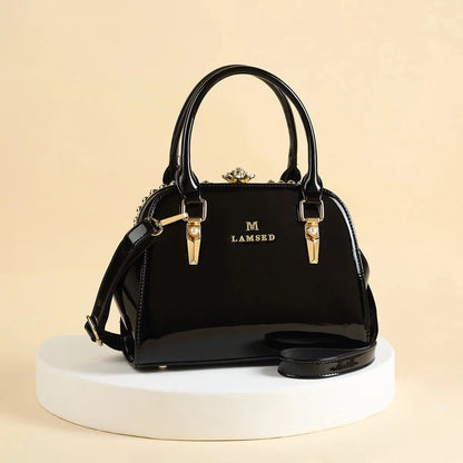 Footmax Diamond Pattern Leather Handbag - Women's Crossbody Shoulder Bag