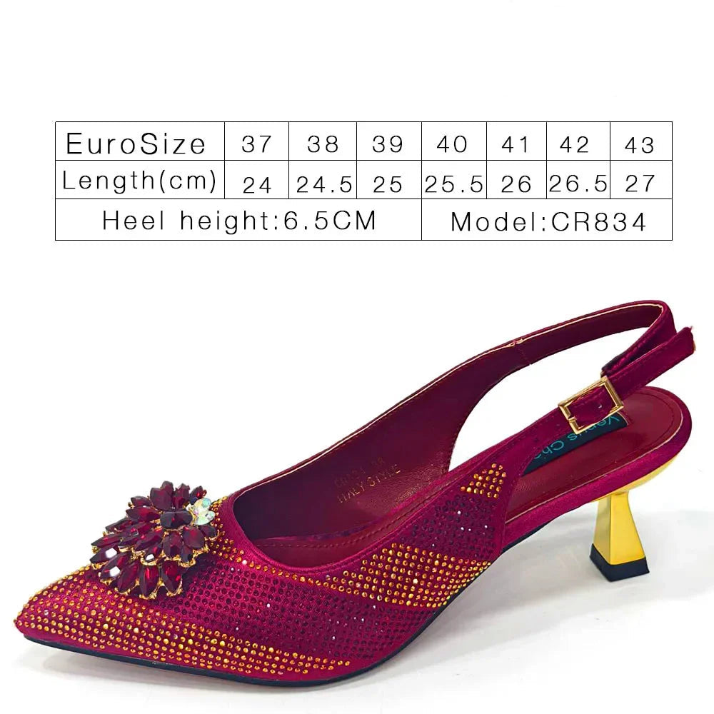 Footmax Women's Rhinestone High Heel Shoe & Bag Set - Italian Designer Pointed Toe Pumps 2025 - footmaxldn