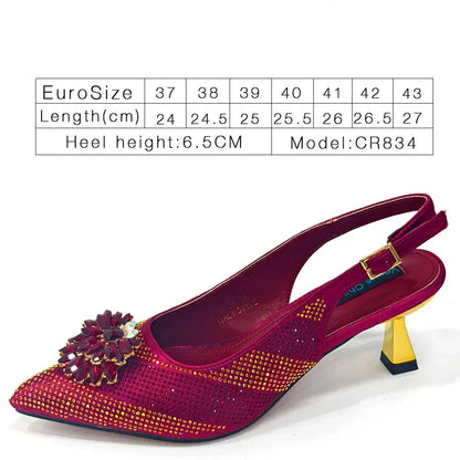 Footmax Women's Rhinestone High Heel Shoe & Bag Set - Italian Designer Pointed Toe Pumps 2025 - footmaxldn