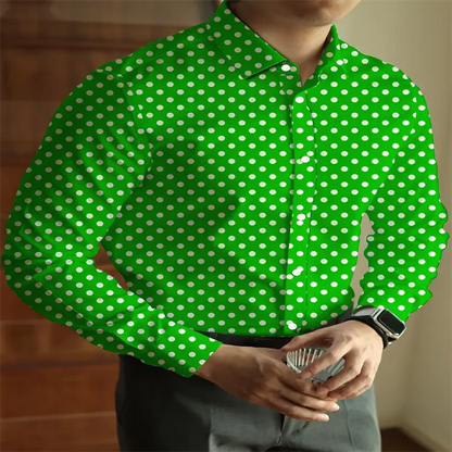 Men’s Polka Dot Long Sleeve Shirt | Footmaxldn
