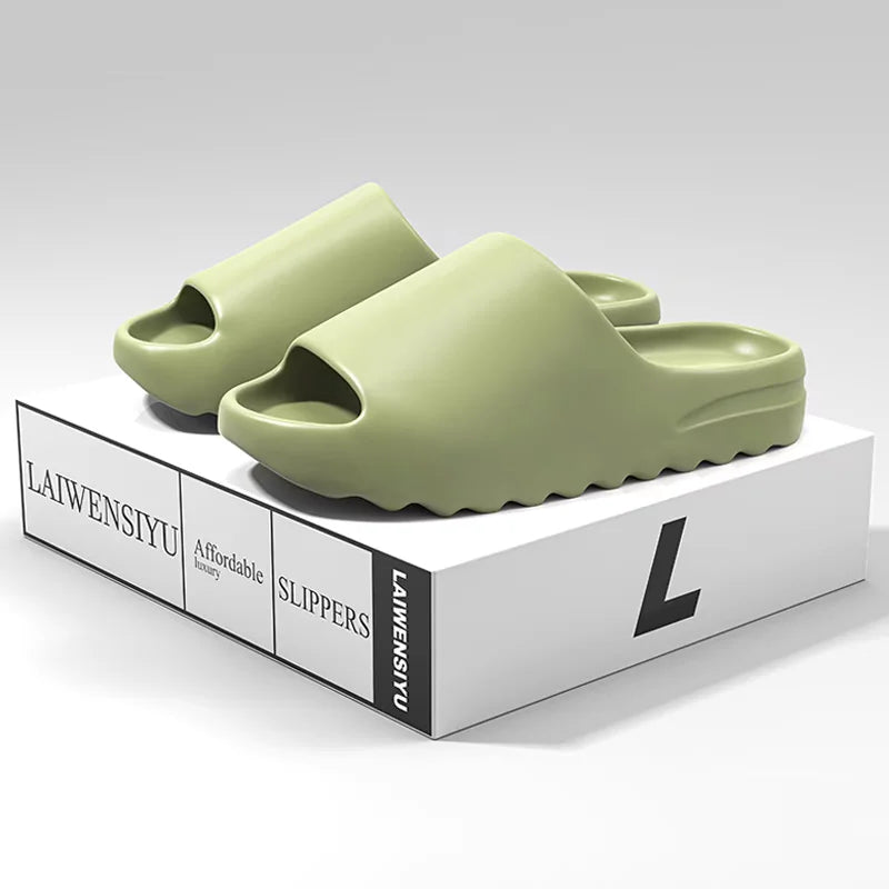 Footmax Unisex Non-Slip Platform Slippers - Soft Indoor Outdoor House Shoes - footmaxldn