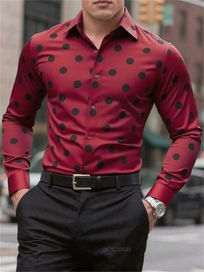 Men’s Spotted Long-Sleeve Shirt | Footmaxldn