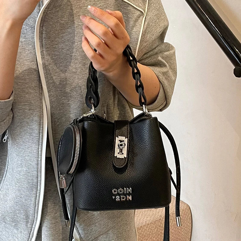 Footmax Lock Bucket Bag - Women's Crossbody Shoulder Bag 2025