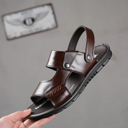 Men's Genuine Leather Sandals – Open Toe Slip-On | Footmaxldn