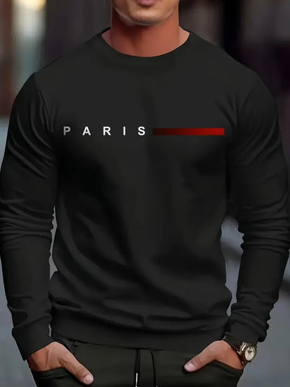Men's Printed Long-Sleeve Crew Neck Top