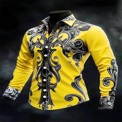 Men's Casual Long Sleeve Lapel Shirt | Footmaxldn