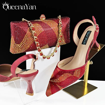 Footmax Black Gold Dazzling Heels & Clutch Set - Festive Elegance Collection - footmaxldn